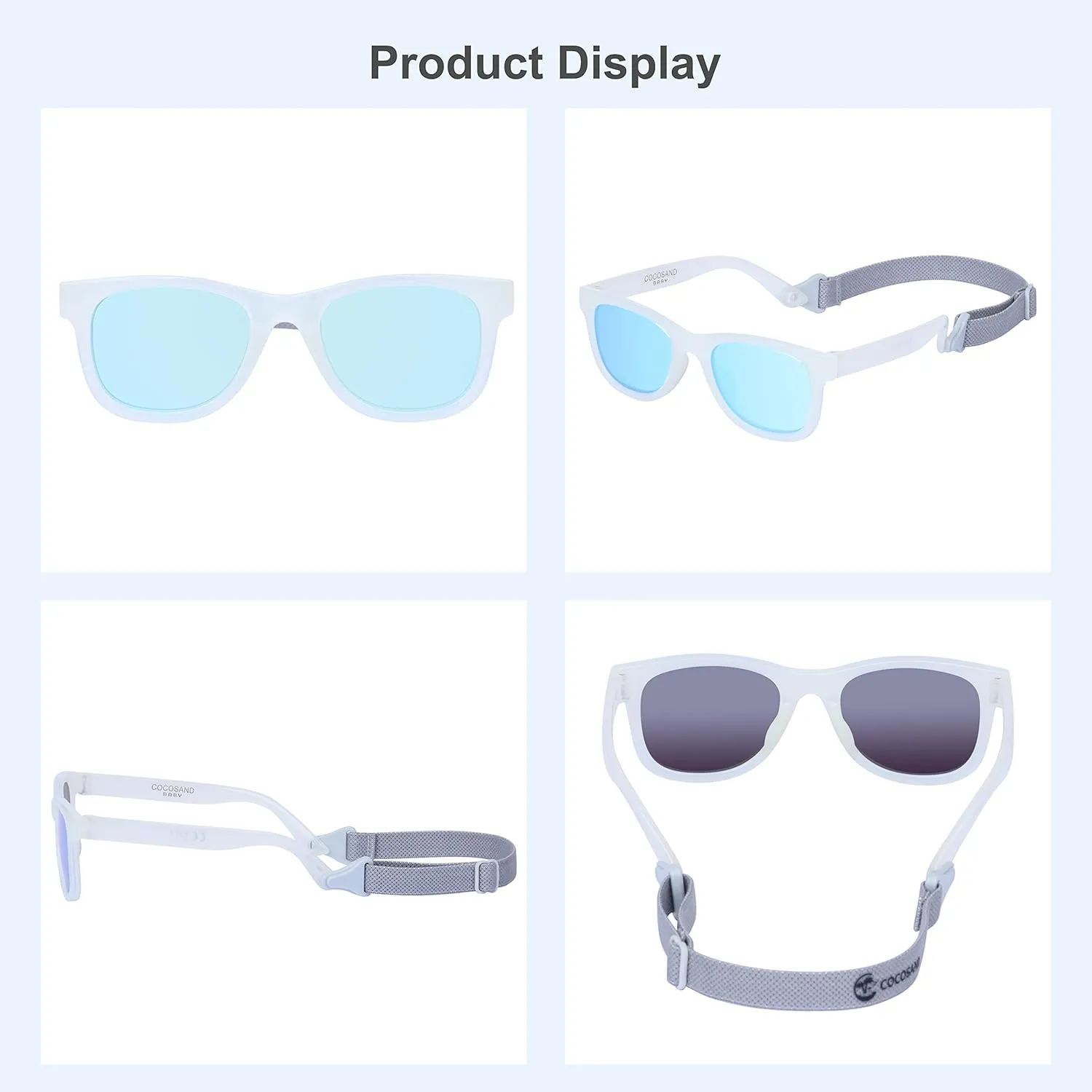 COCOSAND Flexible Baby Sunglasses with Strap Polarized UV Protection for Toddler Infant Newborn Boy Girl Age 0-24 Months
