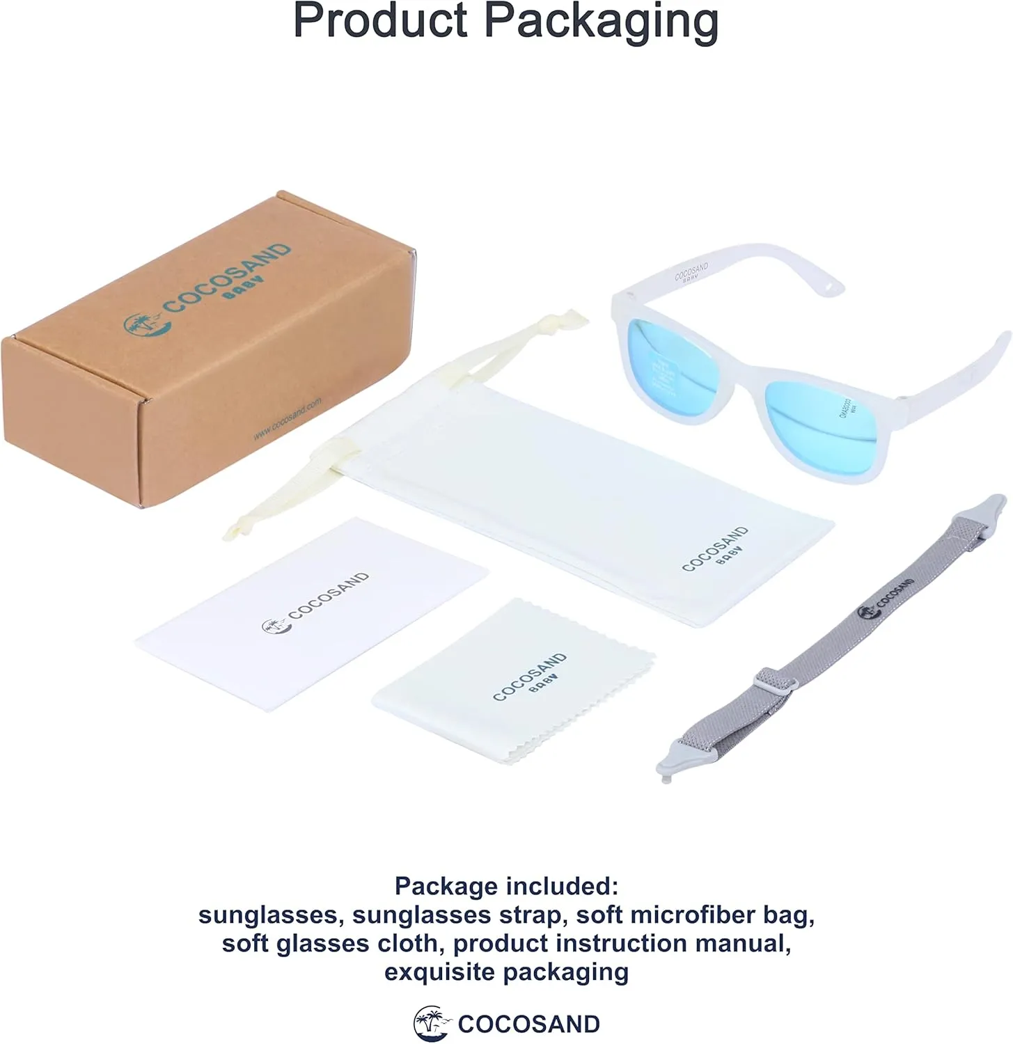 COCOSAND Flexible Baby Sunglasses with Strap Polarized UV Protection for Toddler Infant Newborn Boy Girl Age 0-24 Months