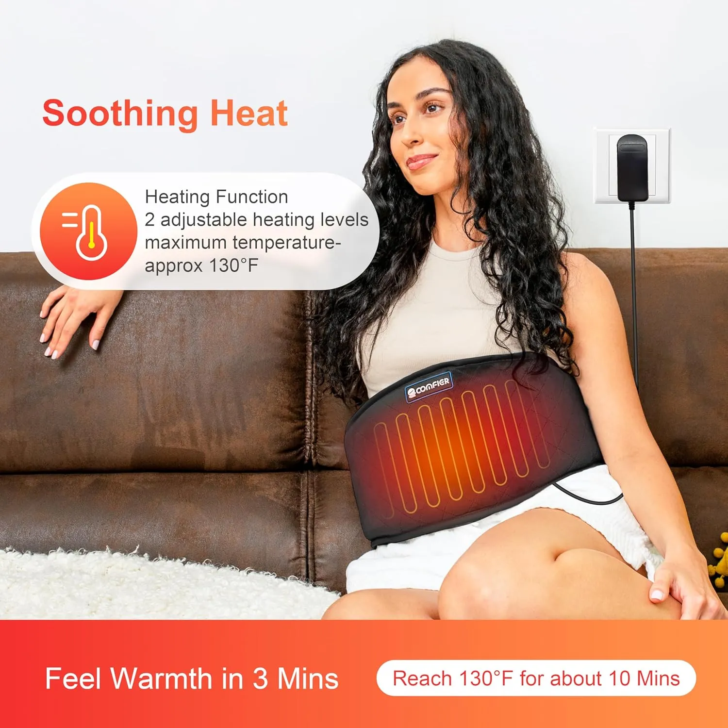 COMFIER Heating Pad for Back Pain, Vibration Lower Back Massager with Heat, Plug-in Heat Pad with Auto Shut Off,Heated Waist Belt, Gifts for Women Men Mom Dad, FSA/HSA Eligible