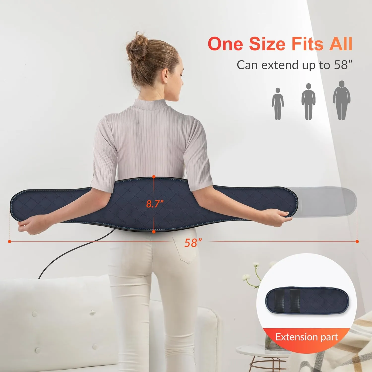 COMFIER Heating Pad for Back Pain, Vibration Lower Back Massager with Heat, Plug-in Heat Pad with Auto Shut Off,Heated Waist Belt, Gifts for Women Men Mom Dad, FSA/HSA Eligible