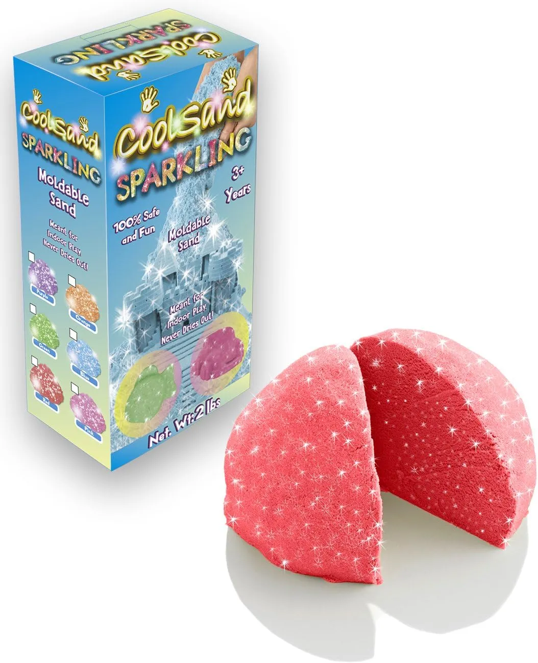 CoolSandSparkling Red Ruby 2 Pound Refill Pack - Moldable Indoor Play Sand in Resealable Bag
