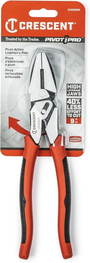 Crescent 9" Lineman's Compound Action Dual Material Pliers - CCA20509, Red