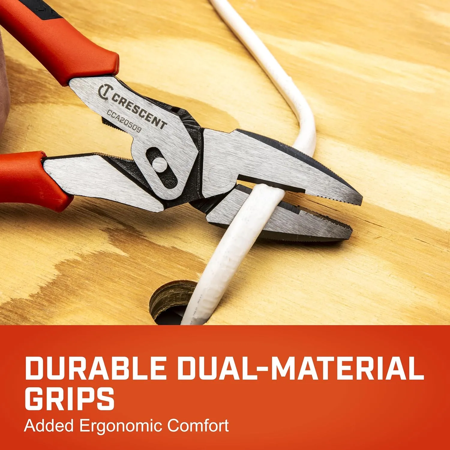 Crescent 9" Lineman's Compound Action Dual Material Pliers - CCA20509, Red