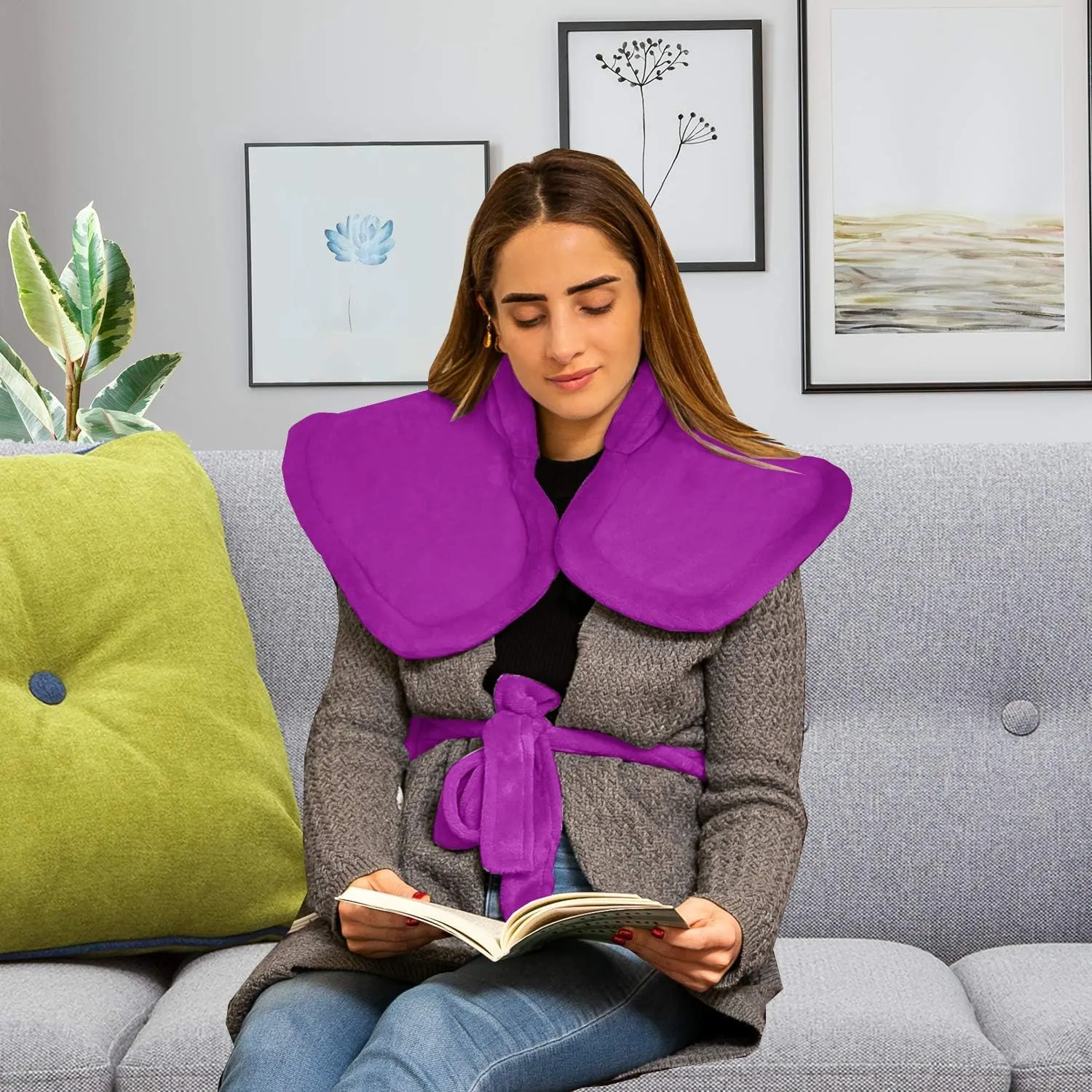 Cure Choice® Extra Large Heating Pad for Neck and Shoulders and Back, Weighted Heating Pad for Back Pain Relief, Ultra Soft Neck Heating Pad 10 Heat Settings, 2H Auto-Off, 24" x 36" Magenta