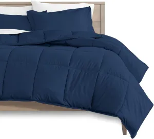 Dark Blue Twin/Twin XL Size 6 Piece-Duvet Cover Set 100% Egyptian Cotton Zipper Quilt Cover with Extra Fluffy Baffle Box Comforter(6 Piece-Duvet Cover Comforter 4 Pillow Shams)