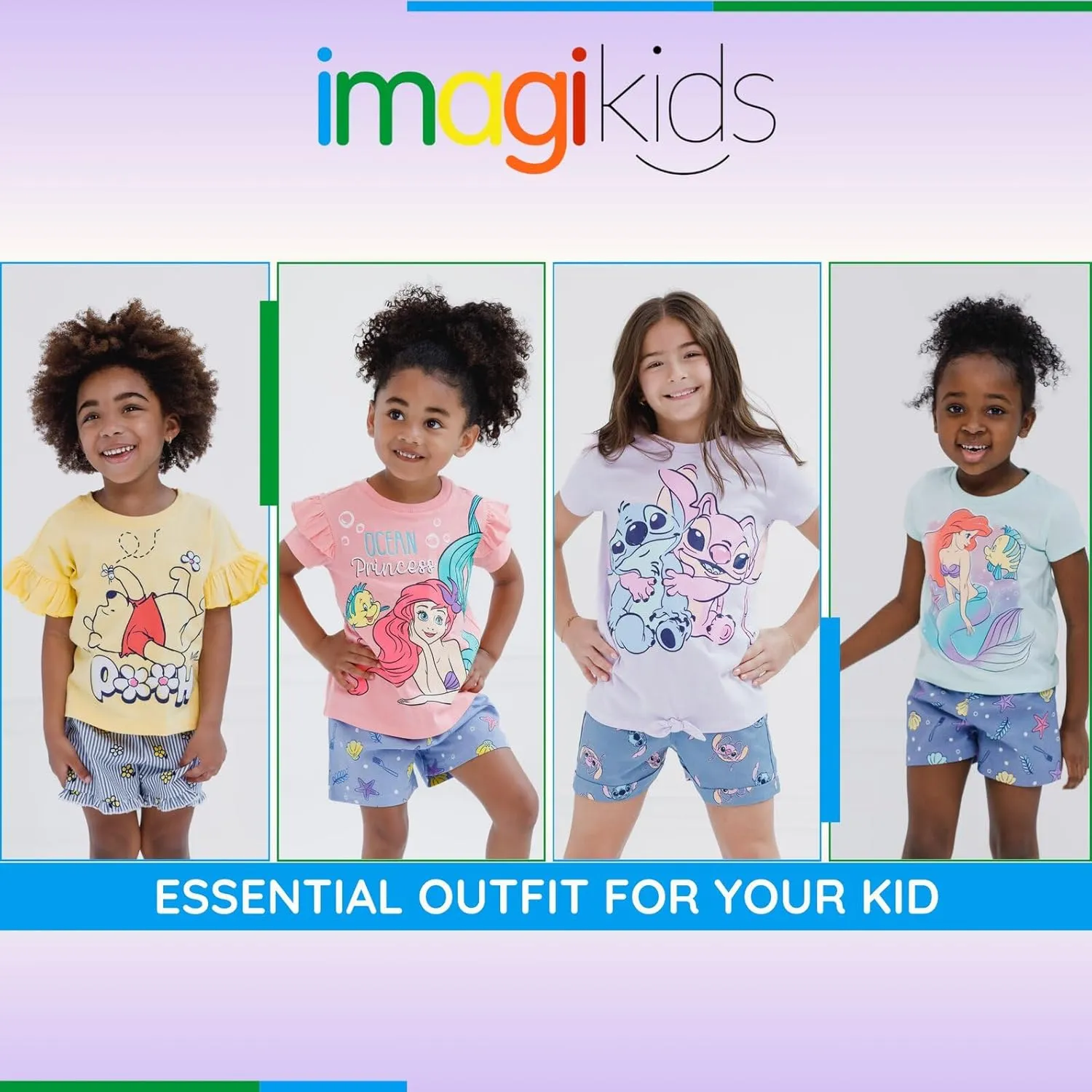 Disney Floral T-Shirt and Chambray Shorts Outfit Set Infant to Big Kid Sizes (12 Months - 14-16)