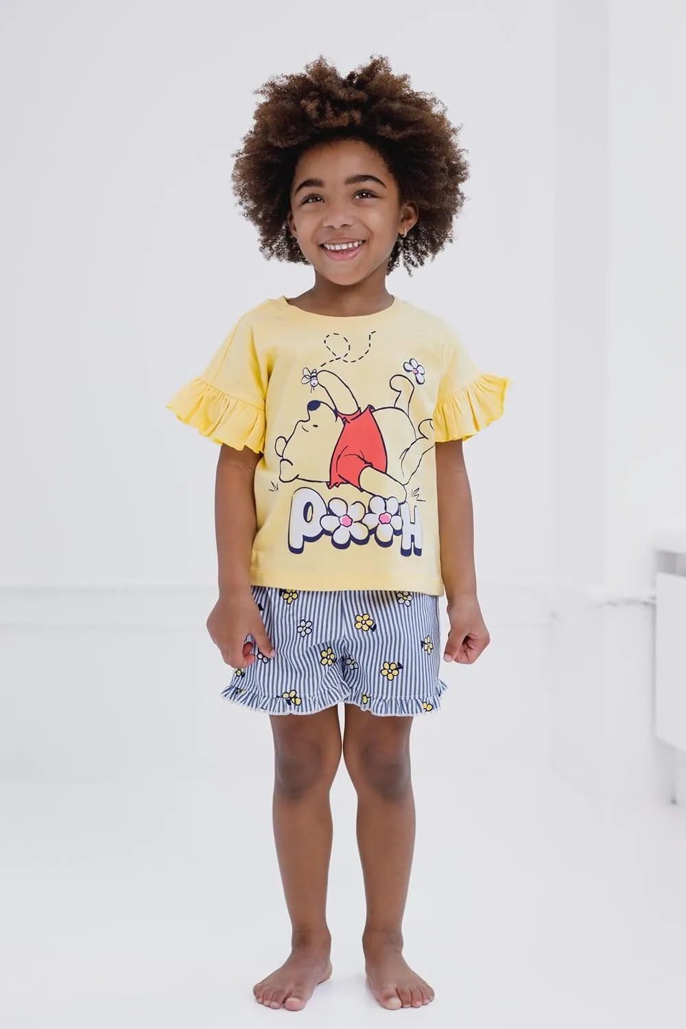 Disney Floral T-Shirt and Chambray Shorts Outfit Set Infant to Big Kid Sizes (12 Months - 14-16)