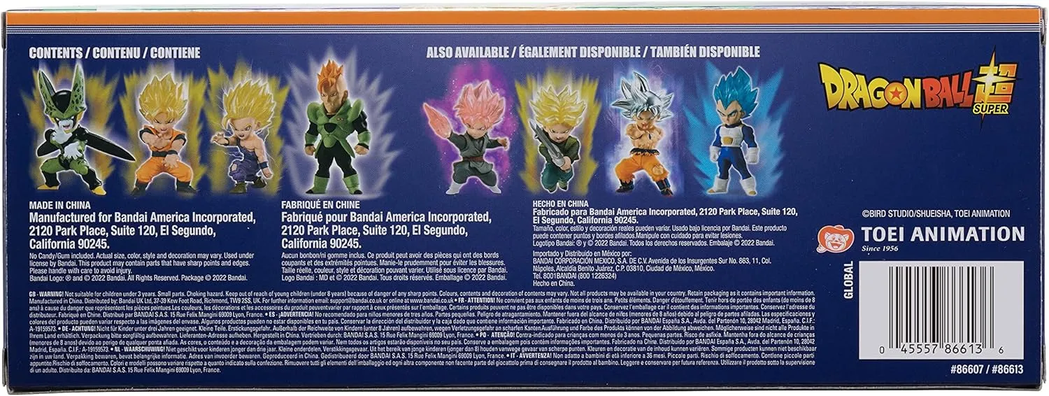 Dragon Ball Super Adverge Set 6 - SS Goku, SS 2 Gohan, Cell, Android 16 - Bandai Collectible Toy Figures Box Set