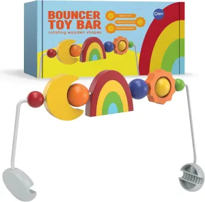 Durabasics Toy Bar Compatible with Baby Bjorn Bouncer Toy Bar - Engaging Colorful Shapes - All Wood - Spinnable - Nature-Inspired Figures Bar Compatible with Baby Bjorn Bouncer