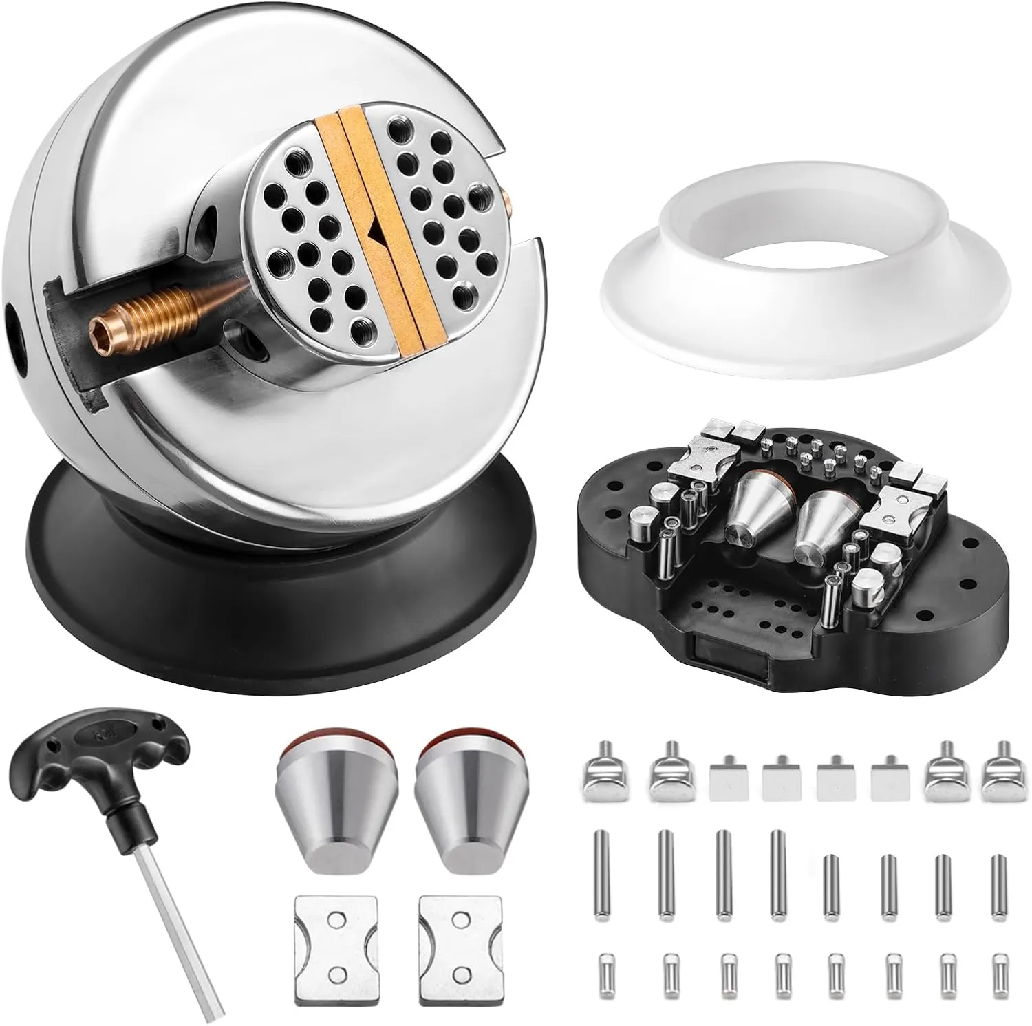 DZQ Ball Vise 4" Engraving Setting Tool 360°Rotation Professional Ball Vise 36PCS Attachment Jewelry Engraving Block Tools Standard Block