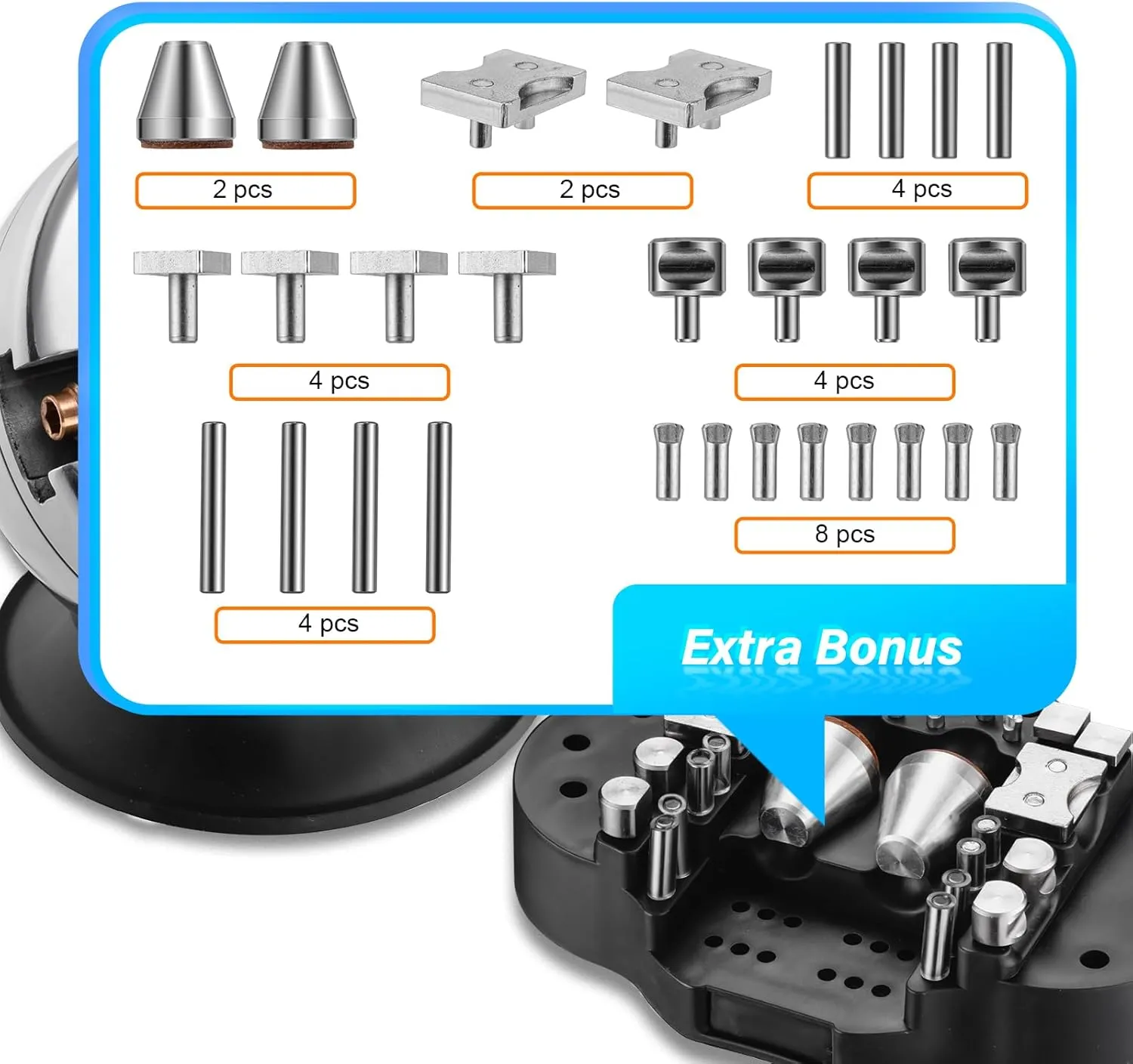 DZQ Ball Vise 4" Engraving Setting Tool 360°Rotation Professional Ball Vise 36PCS Attachment Jewelry Engraving Block Tools Standard Block