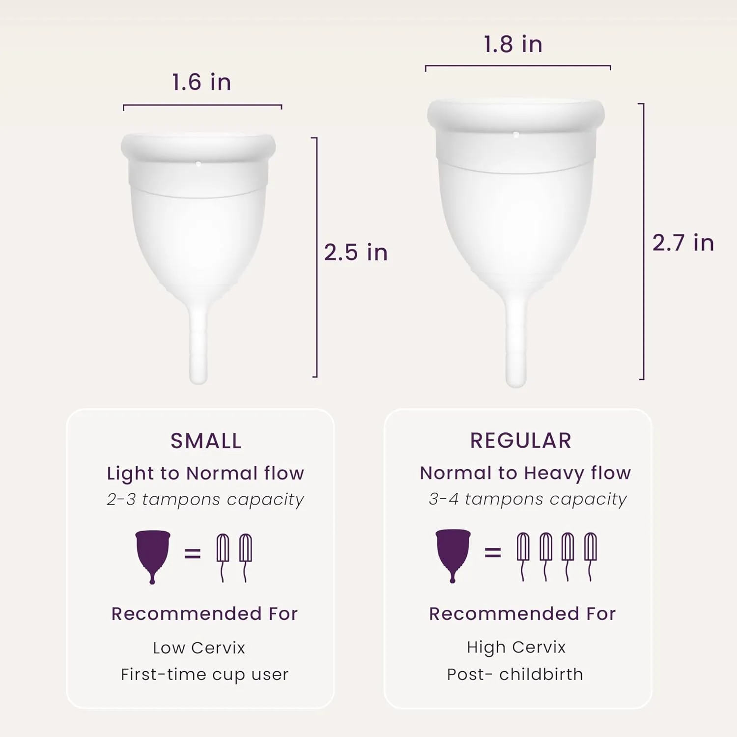 EcoBlossom Menstrual Cup Kit - Tampon, Pad, and Disc Alternative Product - Wear for 12 Hours - Reusable Period Cup/Copa Designed with Soft Flexible Medical-Grade Silicone (Small & Large)
