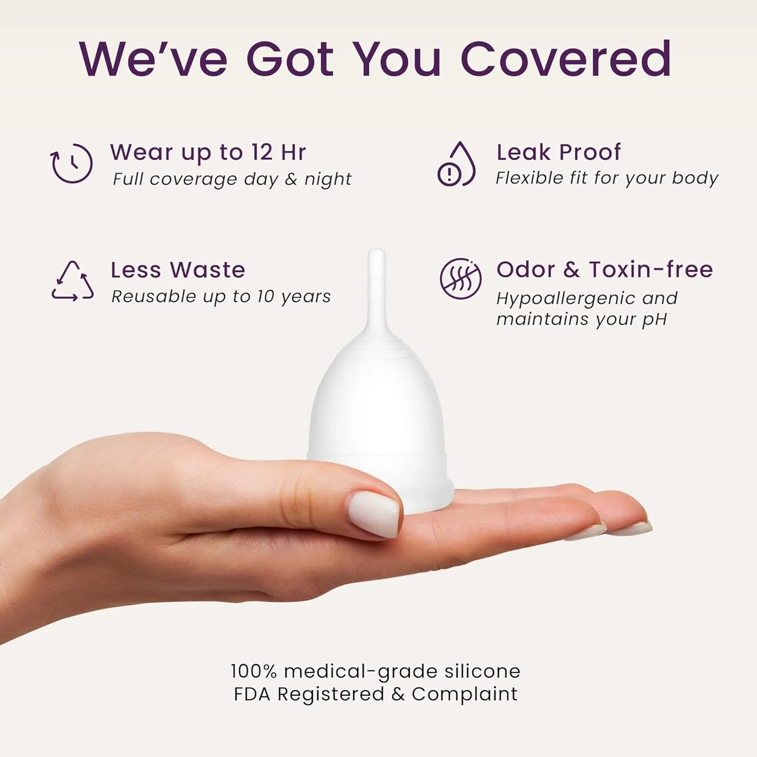 EcoBlossom Menstrual Cup Kit - Tampon, Pad, and Disc Alternative Product - Wear for 12 Hours - Reusable Period Cup/Copa Designed with Soft Flexible Medical-Grade Silicone (Small & Large)