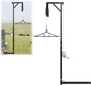 ECOTRIC Truck 2" Hitch Game Hunting Hoist, 600LB Big Game Hunting Deer Hoist, Include Gambrels Winch for Skinning or Cleaning Game, Winch Lift Gambrel Set 360 Degree Swivel Hitch Mounted