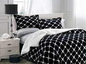 Elegant Comfort Softest, Coziest Premium Quality Heavy Weight Bloomingdale Pattern Micromink Sherpa-Backing Reversible Down Alternative Micro-Suede 3-Piece Comforter Set, Full, Black
