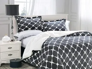 Elegant Comfort Softest, Coziest Premium Quality Heavy Weight Bloomingdale Pattern Micromink Sherpa-Backing Reversible Down Alternative Micro-Suede 3-Piece Comforter Set, King, Grey