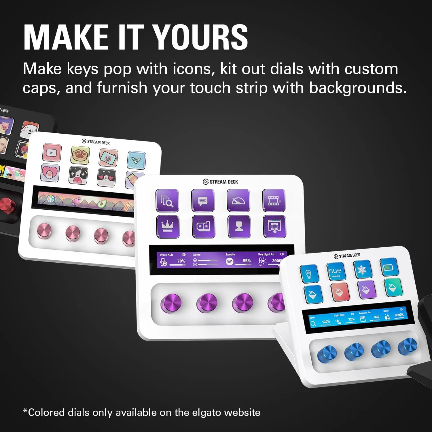 Elgato Stream Deck   White - Works great with Adobe Apps - Photoshop, Illustrator, Premiere Pro & More - 4 Dials, 8 Customizable Keys - Get 2 Months of Adobe Creative Cloud - Works with Mac & PC