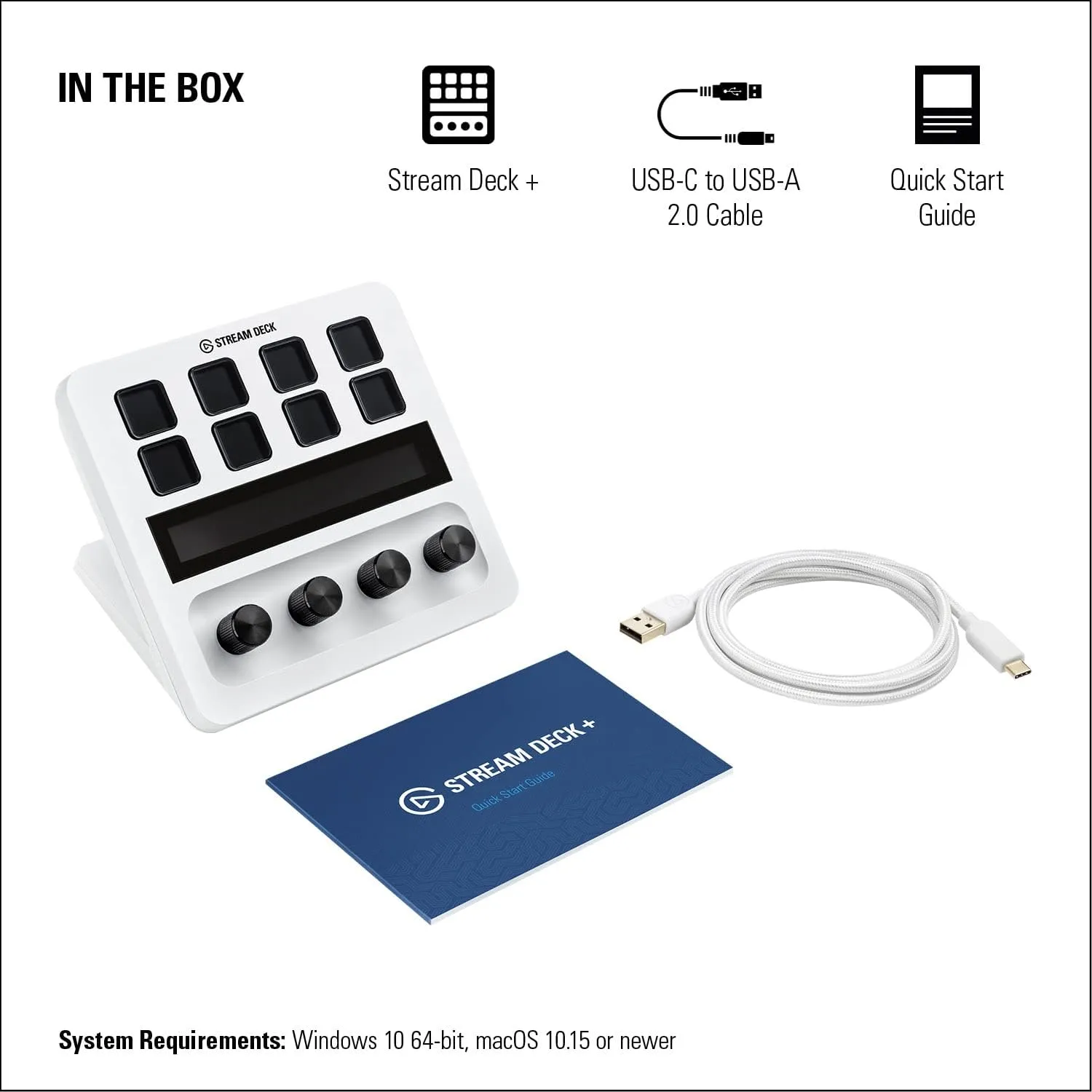 Elgato Stream Deck   White - Works great with Adobe Apps - Photoshop, Illustrator, Premiere Pro & More - 4 Dials, 8 Customizable Keys - Get 2 Months of Adobe Creative Cloud - Works with Mac & PC