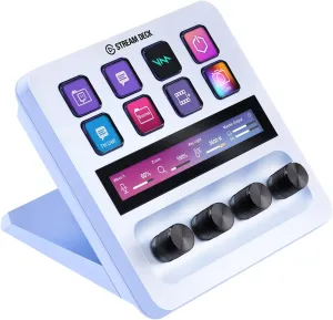 Elgato Stream Deck   White - Works great with Adobe Apps - Photoshop, Illustrator, Premiere Pro & More - 4 Dials, 8 Customizable Keys - Get 2 Months of Adobe Creative Cloud - Works with Mac & PC
