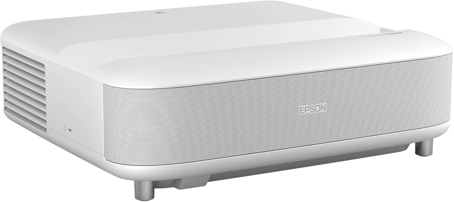 Epson EpiqVision Ultra LS650 Ultra Short Throw 3-Chip 3LCD Smart Streaming Laser Projector, 4K PRO-UHD, HDR, 3,600 Lumens, up to 120", Android TV, Sound by Yamaha - White (Renewed)