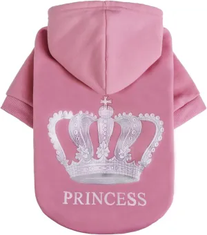 EXPAWLORER Princess Dog Cat Fleece Sweatershirt Hoodies Pink M