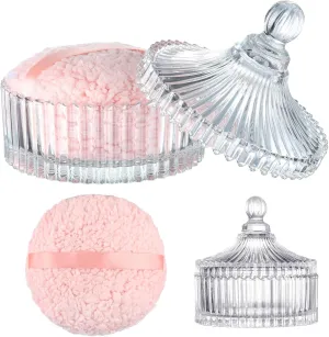 Extra Large Body Powder Puff and Container, 6 Inch Oversize Dust Powder Puff for Baby Women Dusting Powder