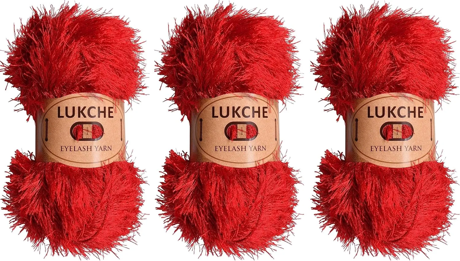 Eyelash Fun Fur Yarn Premium 100% Polyester 164 Yds (150 Mt), 3.53 Oz (100 Gr) Colorful Crochet Yarn Dıy Hand Knitting. (Red, 3 Skein)