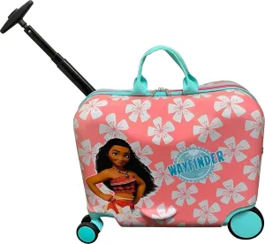 Fast Forward Ride-On 18" Suitcase For Kids/Tow-Along Toddler Carry-On Luggage With Wheels (Moana)