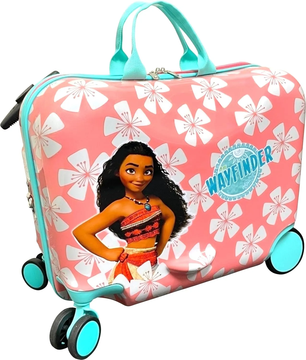 Fast Forward Ride-On 18" Suitcase For Kids/Tow-Along Toddler Carry-On Luggage With Wheels (Moana)