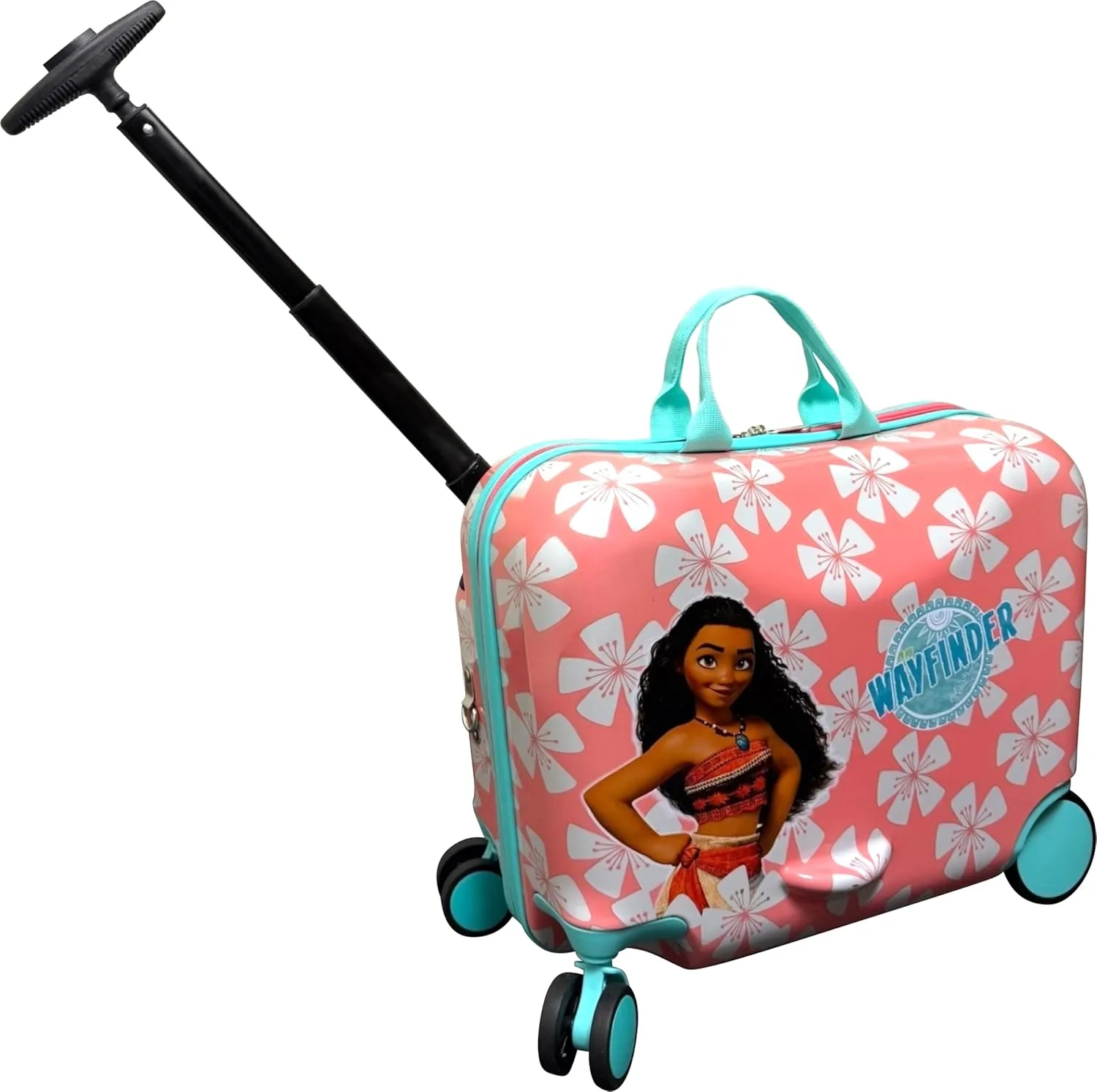 Fast Forward Ride-On 18" Suitcase For Kids/Tow-Along Toddler Carry-On Luggage With Wheels (Moana)