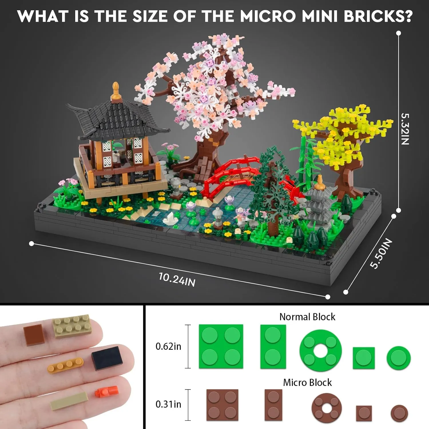 Finger Rock Cherry Blossom Bonsai Tree Building Set, Creative Japanese Tranquil Zen Gardens, Sakura Flowers and Plants Display Model Gift for Adults Teens 14  (2280 PCS)
