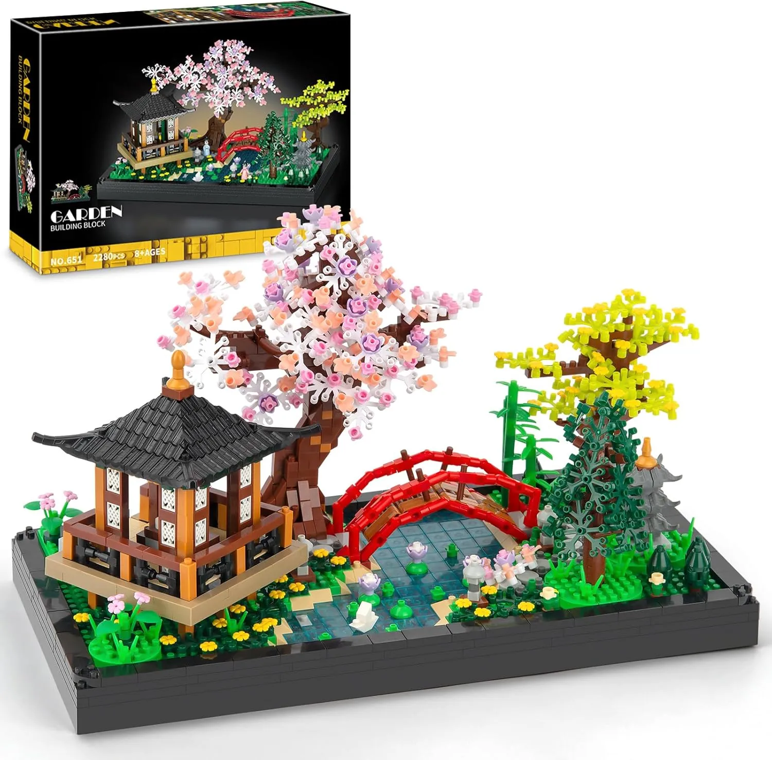 Finger Rock Cherry Blossom Bonsai Tree Building Set, Creative Japanese Tranquil Zen Gardens, Sakura Flowers and Plants Display Model Gift for Adults Teens 14  (2280 PCS)