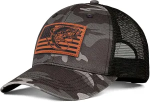 Fishing Gifts for Men - Snapback & Trucker Hats - American Flag Outdoor Fishing Hat