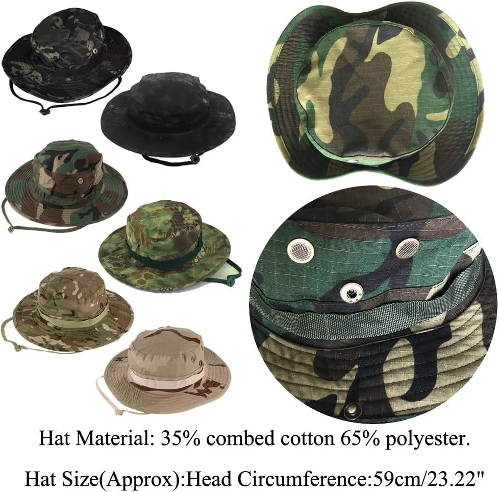 Fishing Hat Boonie Hat Tactical hat Camo Hats Balaclava Headband Glasses Set for Outdoor Sport Unisex