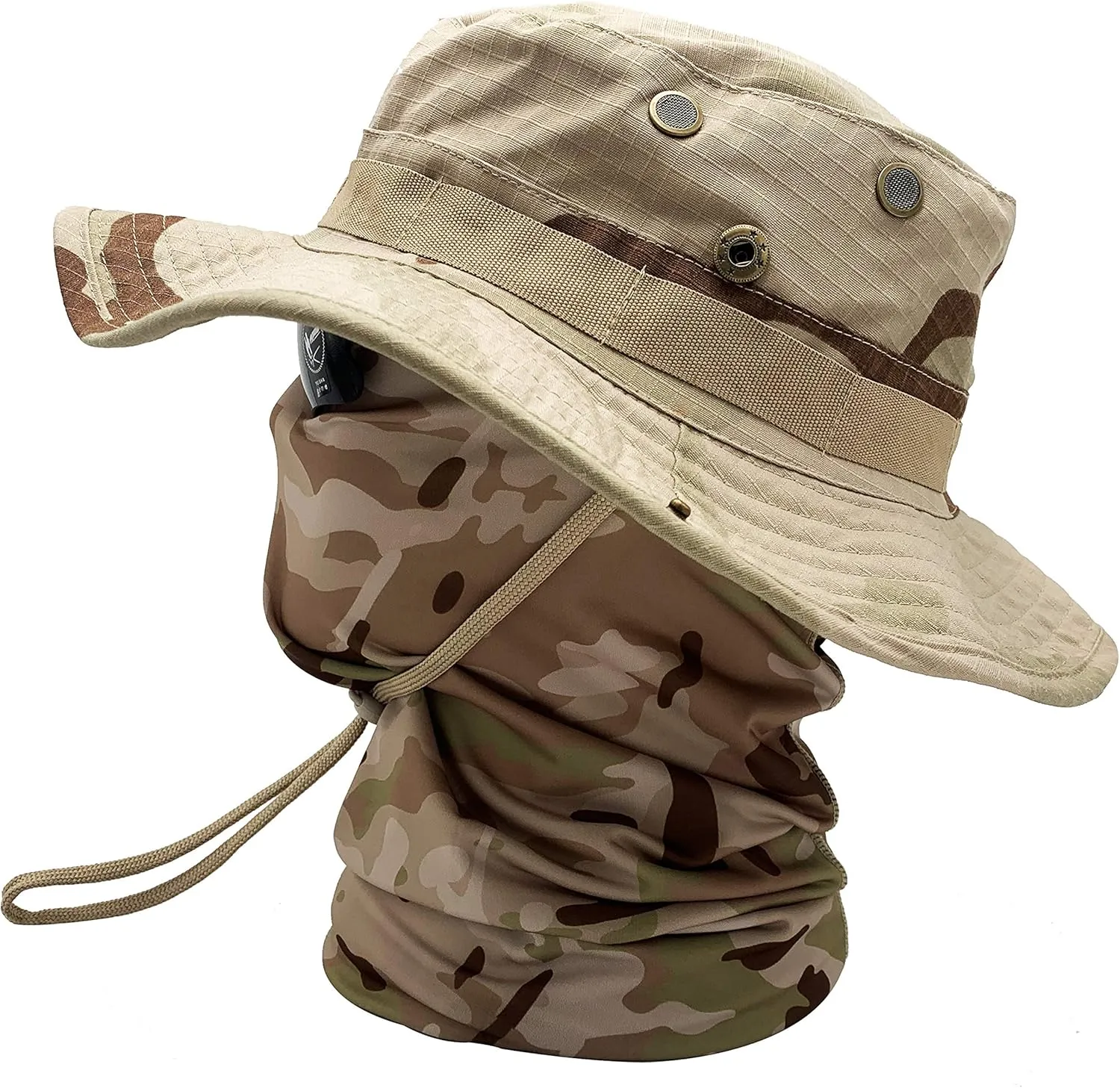 Fishing Hat Boonie Hat Tactical hat Camo Hats Balaclava Headband Glasses Set for Outdoor Sport Unisex