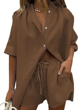 Fixmatti Women 2 Piece Outfit Summer Short Sleeve Top and Shorts Sweatsuit Set