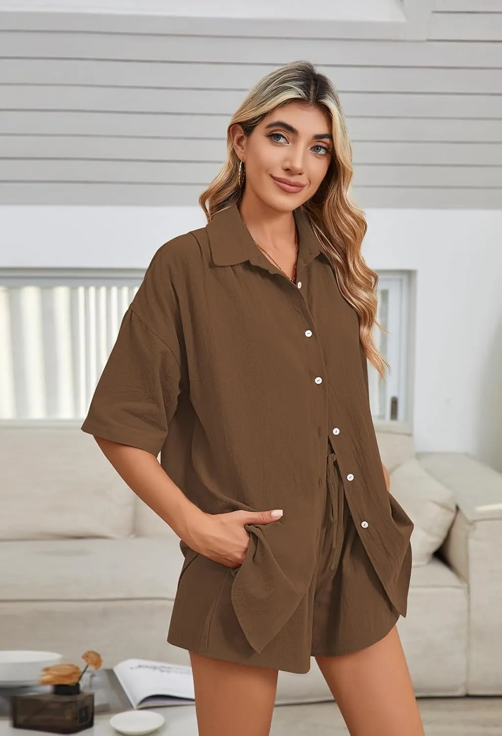 Fixmatti Women 2 Piece Outfit Summer Short Sleeve Top and Shorts Sweatsuit Set