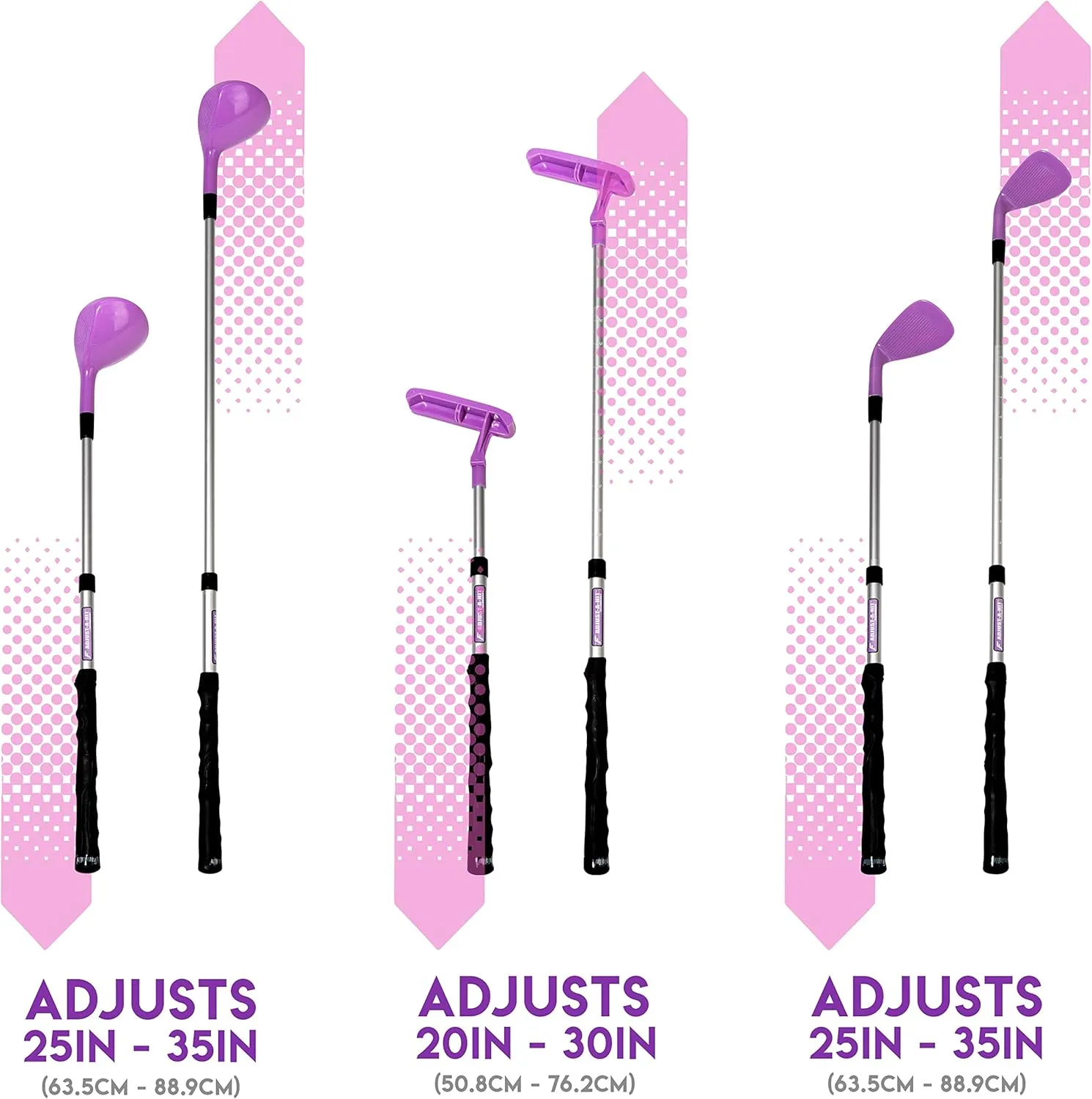 Franklin Sports Golf Set - Youth Adjustable Plastic Golf Club Set - Kids Golf Set with Bag & Balls - Adjustable Length Clubs For Toddlers - Pink