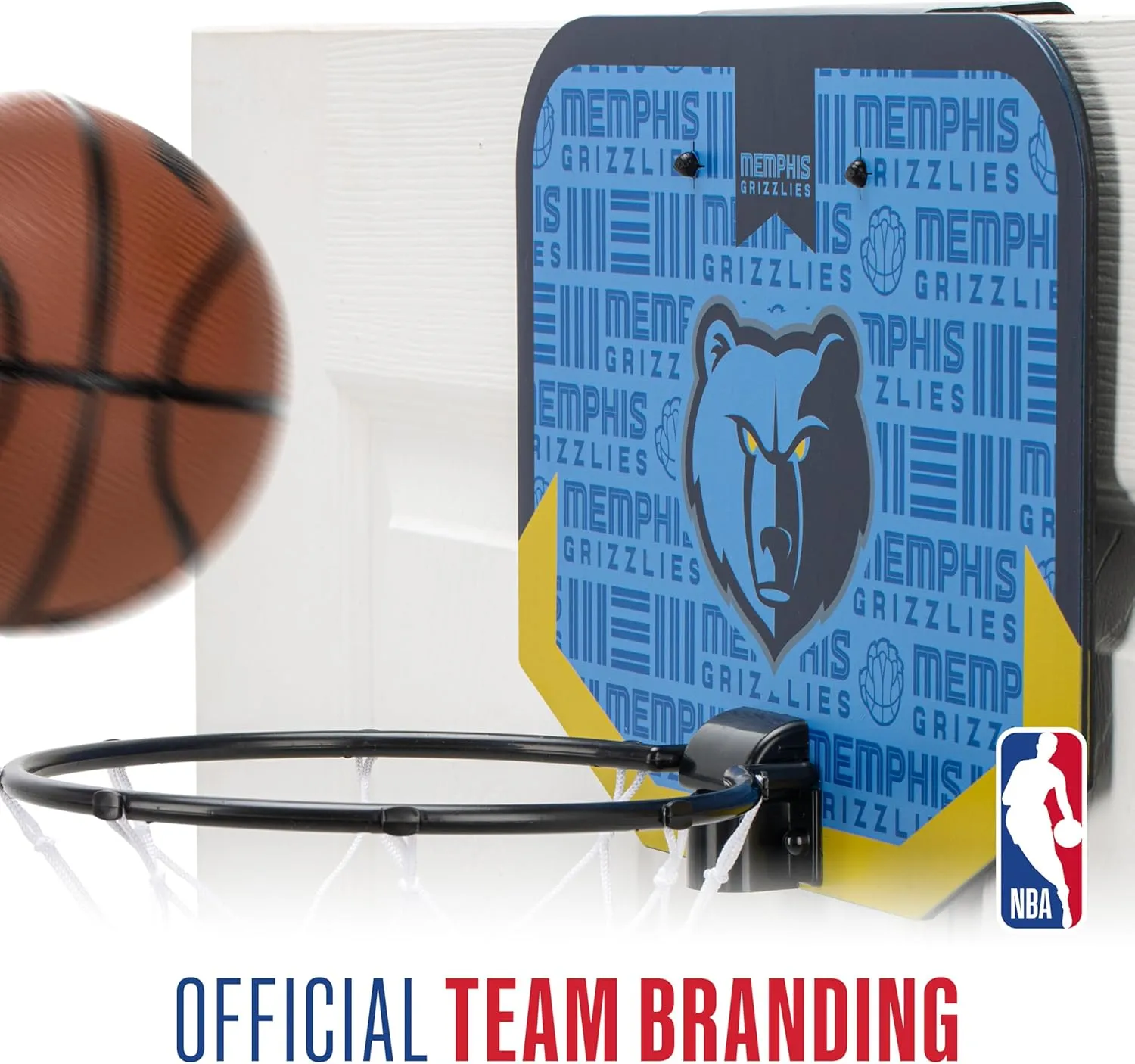 Franklin Sports NBA Team Over The Door Basketball Hoop - Kids Indoor Mini Basketball Hoop with Basketball - NBA Fan Shop Mini Hoop for Bedroom & Office