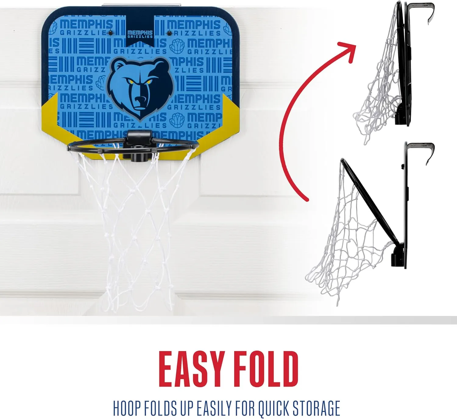 Franklin Sports NBA Team Over The Door Basketball Hoop - Kids Indoor Mini Basketball Hoop with Basketball - NBA Fan Shop Mini Hoop for Bedroom & Office