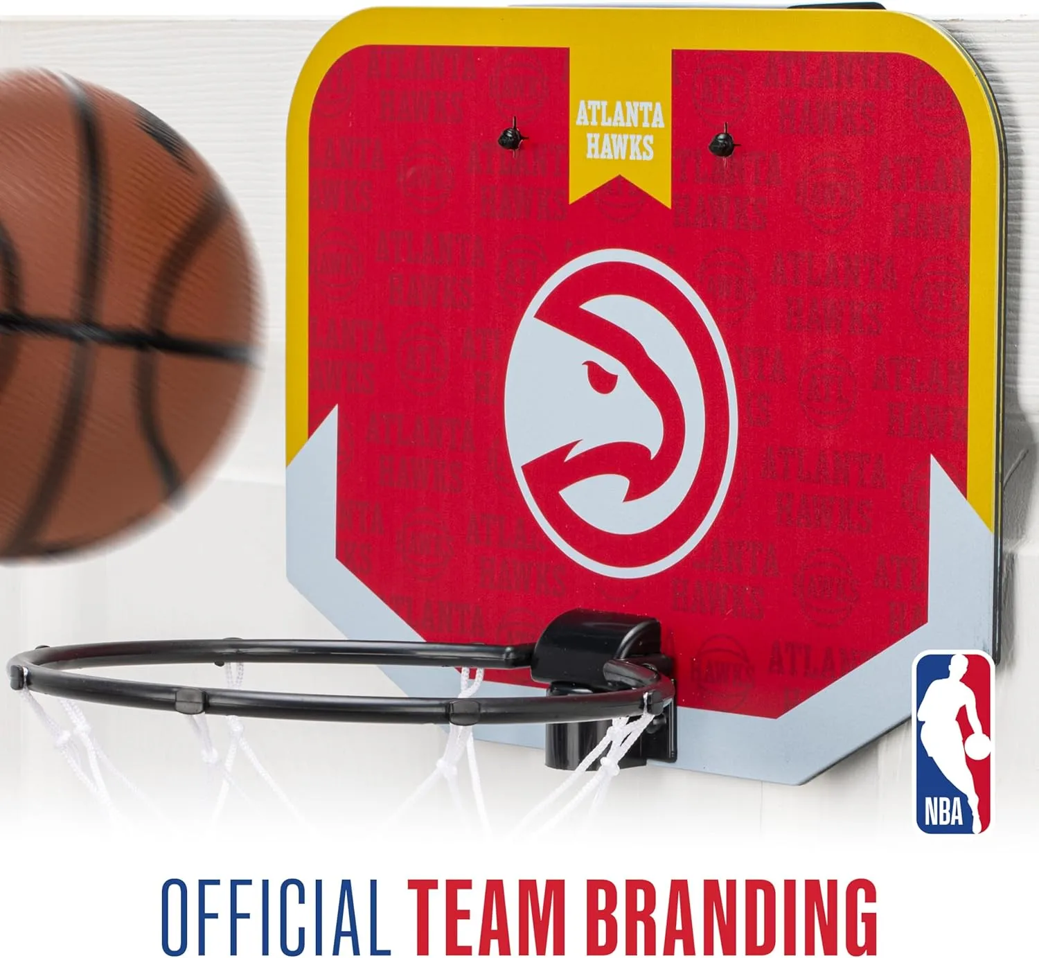 Franklin Sports NBA Team Over The Door Basketball Hoop - Kids Indoor Mini Basketball Hoop with Basketball - NBA Fan Shop Mini Hoop for Bedroom & Office