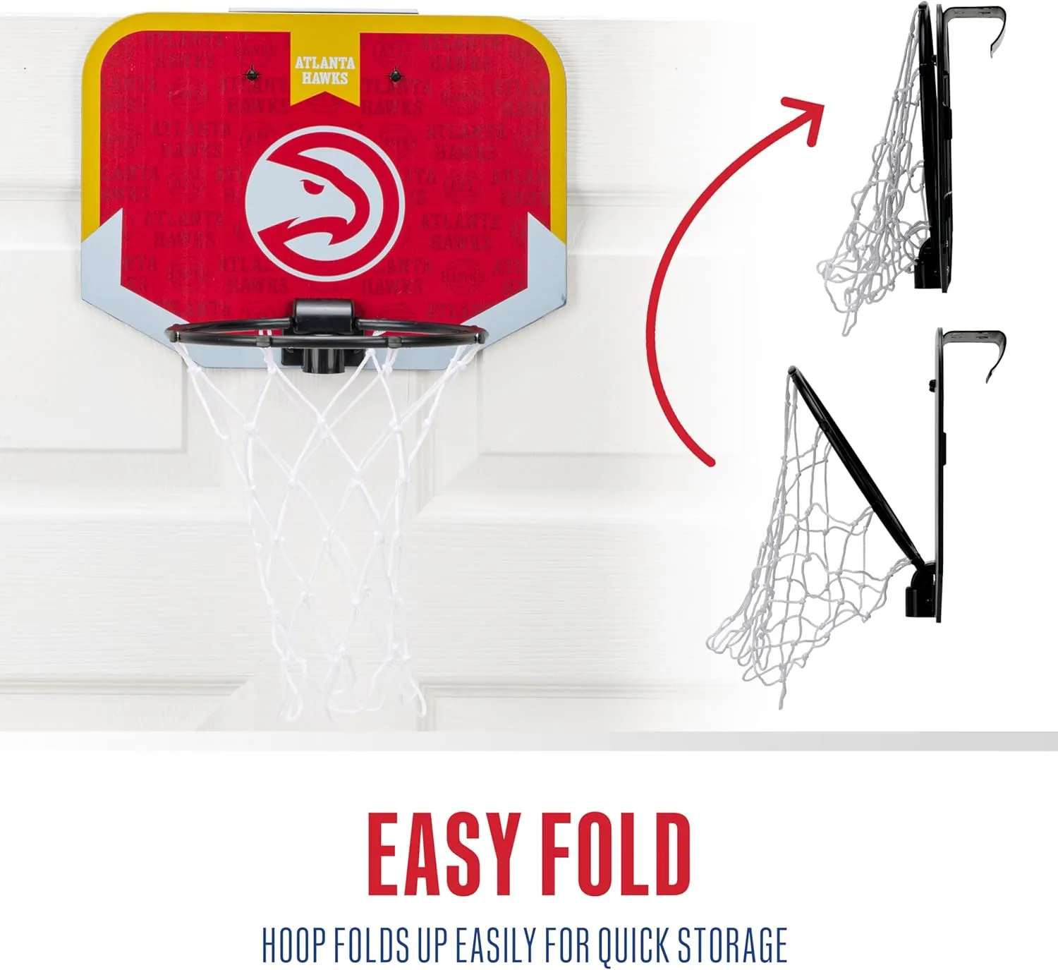 Franklin Sports NBA Team Over The Door Basketball Hoop - Kids Indoor Mini Basketball Hoop with Basketball - NBA Fan Shop Mini Hoop for Bedroom & Office