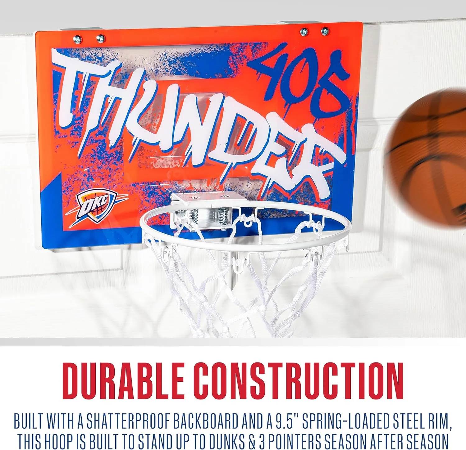 Franklin Sports NBA Team Over the Door Basketball Hoops - Kids Indoor Mini Basketball Hoop   Ball Set - NBA Fan Mini Hoops