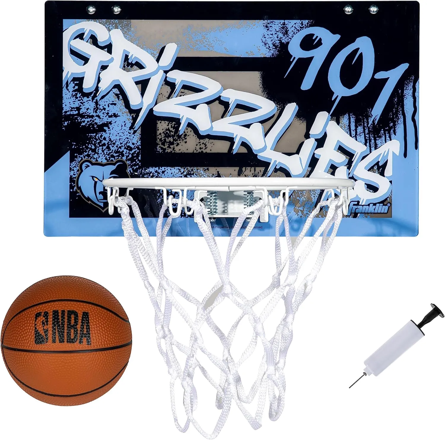 Franklin Sports NBA Team Over the Door Basketball Hoops - Kids Indoor Mini Basketball Hoop   Ball Set - NBA Fan Mini Hoops