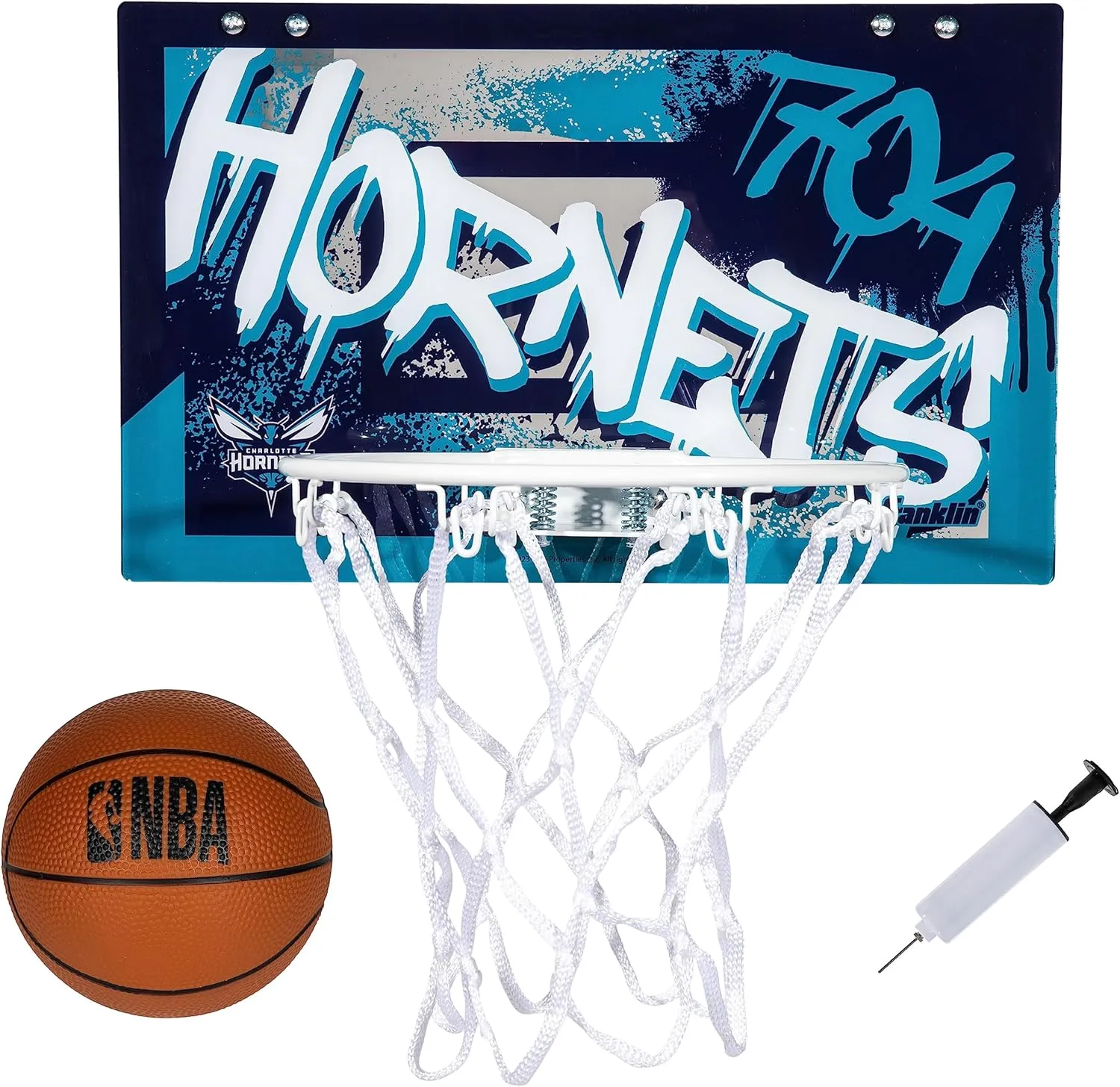 Franklin Sports NBA Team Over the Door Basketball Hoops - Kids Indoor Mini Basketball Hoop   Ball Set - NBA Fan Mini Hoops