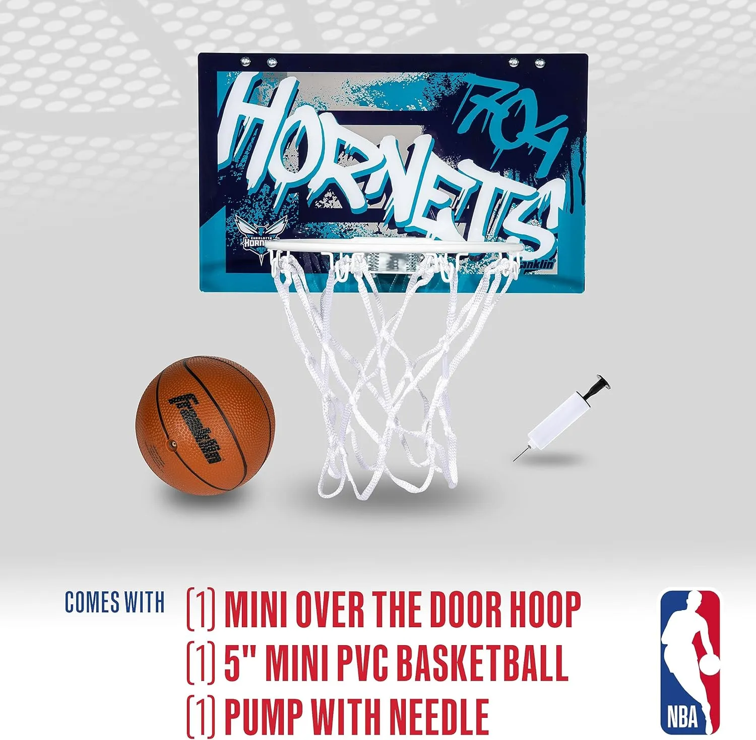Franklin Sports NBA Team Over the Door Basketball Hoops - Kids Indoor Mini Basketball Hoop   Ball Set - NBA Fan Mini Hoops