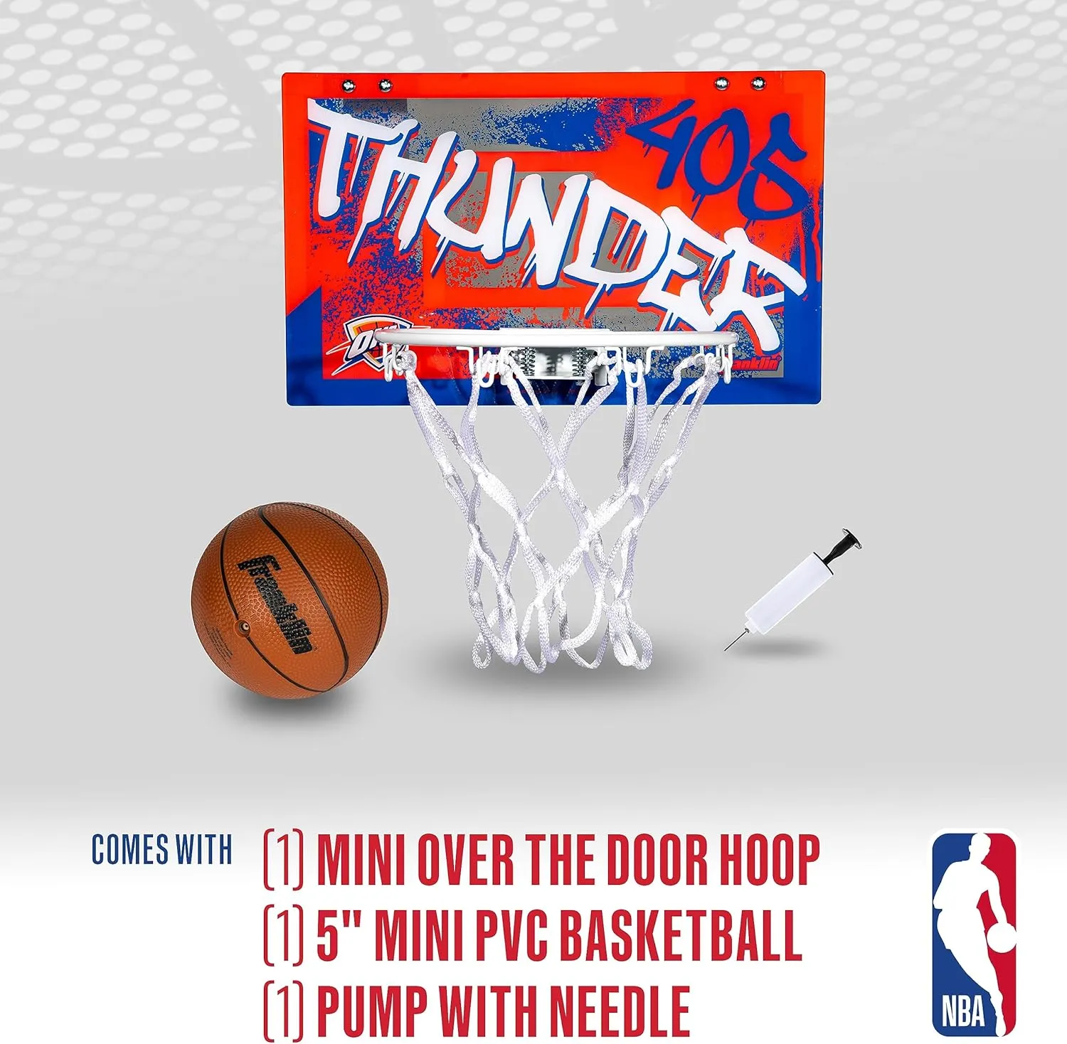 Franklin Sports NBA Team Over the Door Basketball Hoops - Kids Indoor Mini Basketball Hoop   Ball Set - NBA Fan Mini Hoops