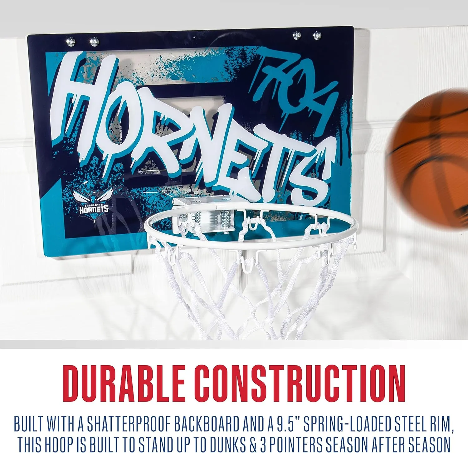 Franklin Sports NBA Team Over the Door Basketball Hoops - Kids Indoor Mini Basketball Hoop   Ball Set - NBA Fan Mini Hoops