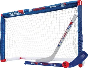 Franklin Sports NHL Mini Hockey Set - Kids Indoor Knee Hockey Goal, Ball,   2 Stick Combo - Youth Team Indoor Toy Set - Official - Ages 3 