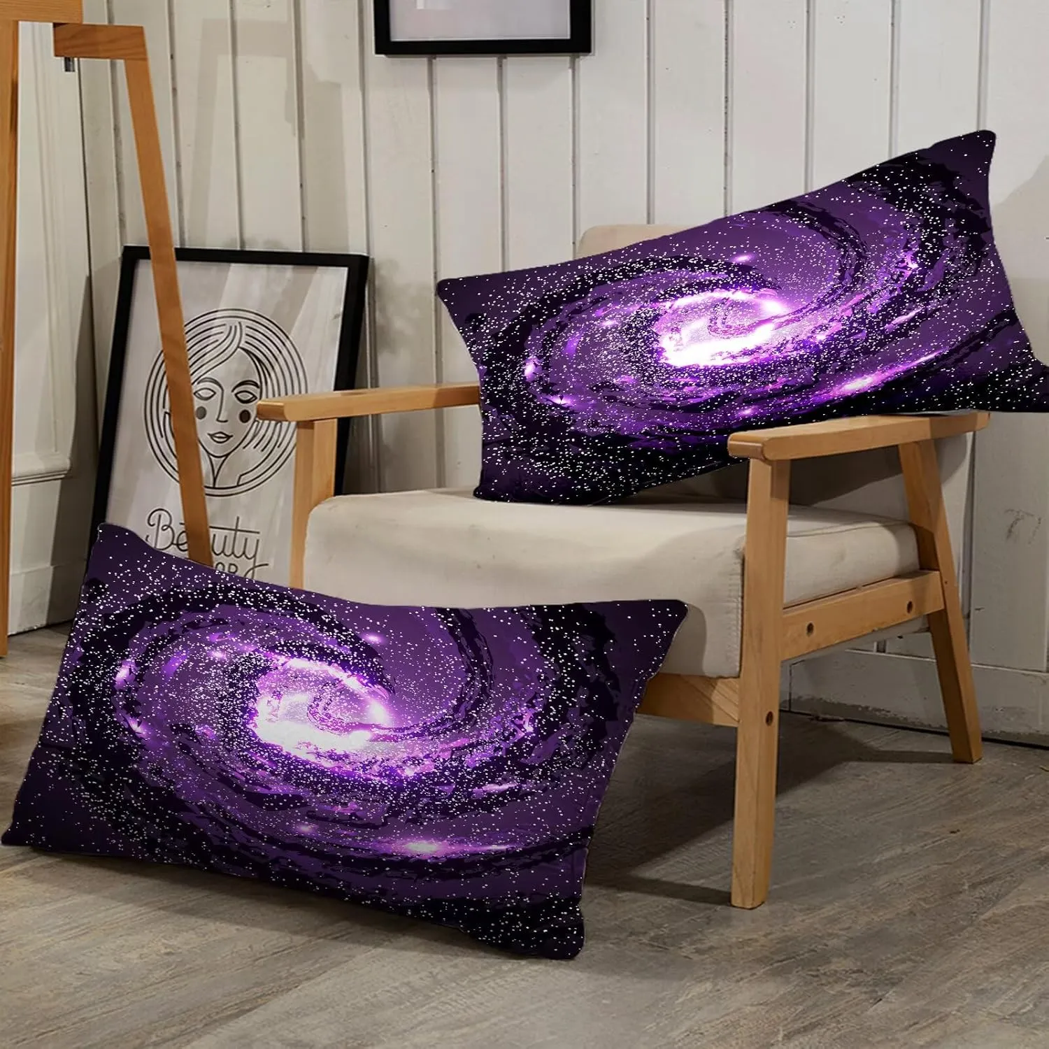 Galaxy Comforter Set Universe Outer Space Purple Starry Sky Night Pattern Bedding Set for Girls Boys Kids Queen Size Microfiber Purple Comforter Set Bed in a Bag